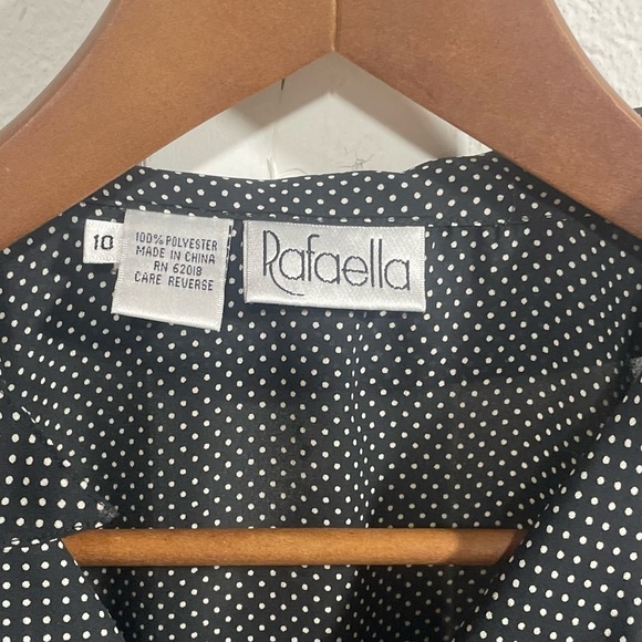 Rafaella Black|White Polkadot Button Down Blouse Sz 10 - Picture 3 of 3